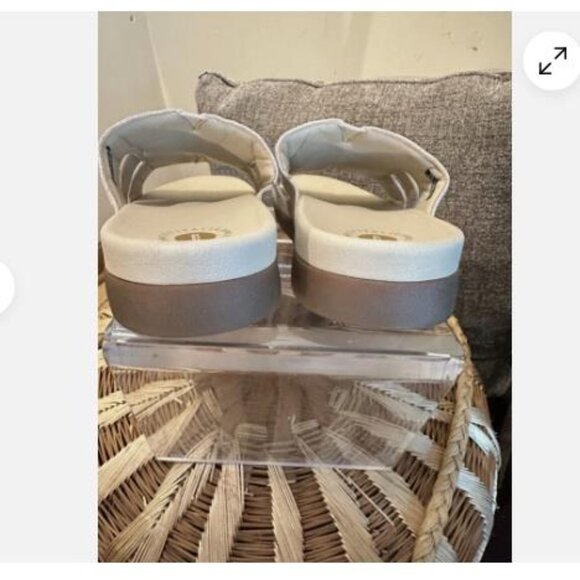 Revitalign Orthotic Linen & Leather Slide Sandals Lisbon Linen 9 D Comfort - Picture 3 of 6